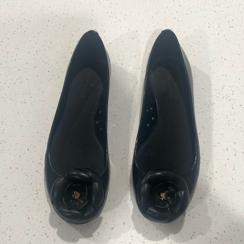Late Spade ♠️ Flower Black Jelly Ballet Flats 10